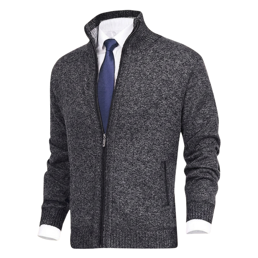 Dunkelgraue Herren Strickjacke mit Strukturmuster