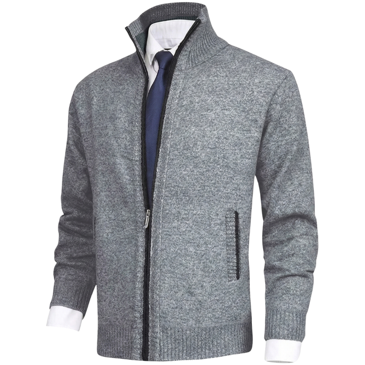 Hellgraue Herren Strickjacke für den Übergang