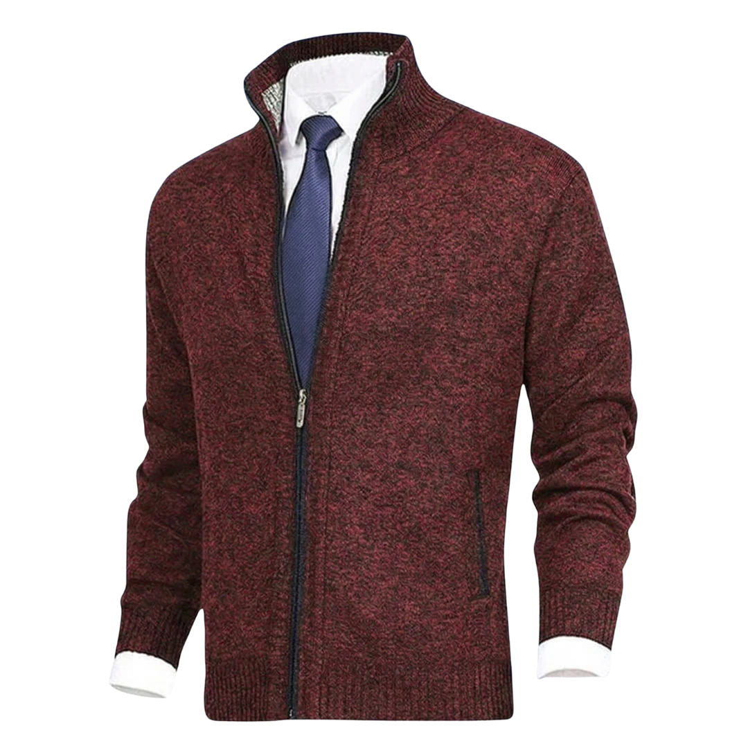 Moderne Übergangsjacke für Herren im grob gestrickten Cardigan-Stil mit praktischen Seitentaschen