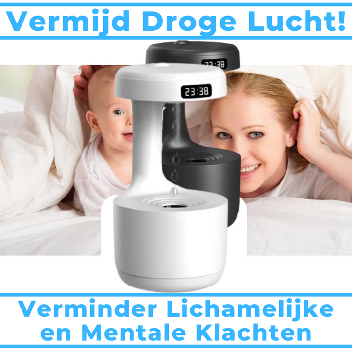 Weißer und schwarzer Luftbefeuchter mit digitaler Anzeige, ideal für trockene Luft.