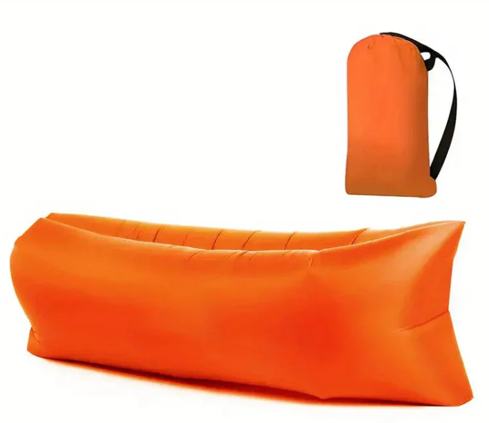 "Luftgefüllter Loungesessel, tragbar, robust, kompakt; ideal für Strand, Park, Camping; wasserabweisend, kein Pumpen nötig."