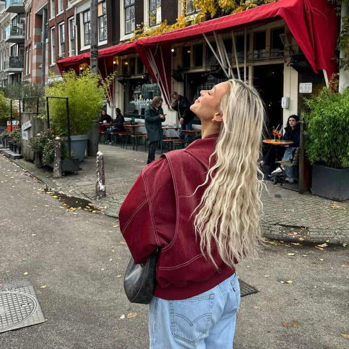 Damen Oversize Rote Jacke - Trendfarbe