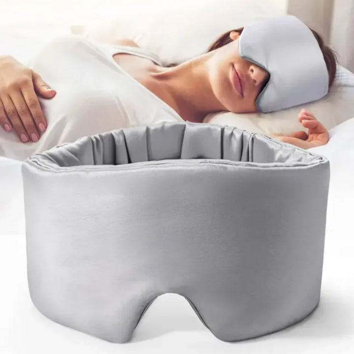 Luxuriöse Schlafmaske aus 100% Maulbeerseide, schwarz, weich, komfortabel, für bessere Verdunkelung und Entspannung.