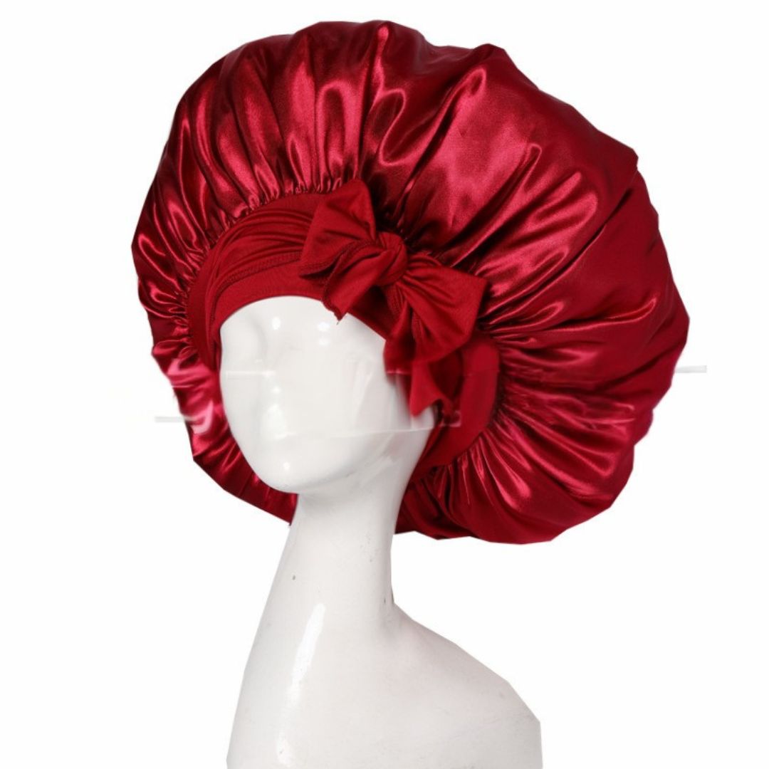 Elegante Schlafhaube in Rosa, schützt und pflegt Haare über Nacht, ideal für gesunde Haarpflege.