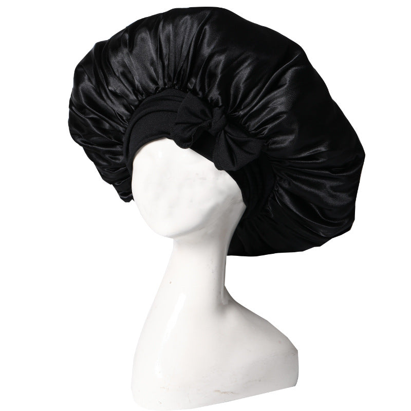 Elegante Schlafhaube in Rosa, schützt und pflegt Haare über Nacht, ideal für gesunde Haarpflege.