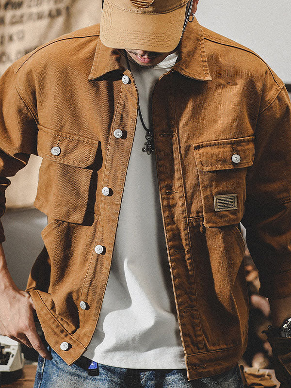 Herren Cargo Jacke im Used-Look, strapazierfähig und stilvoll, ein Must-have für Männer.