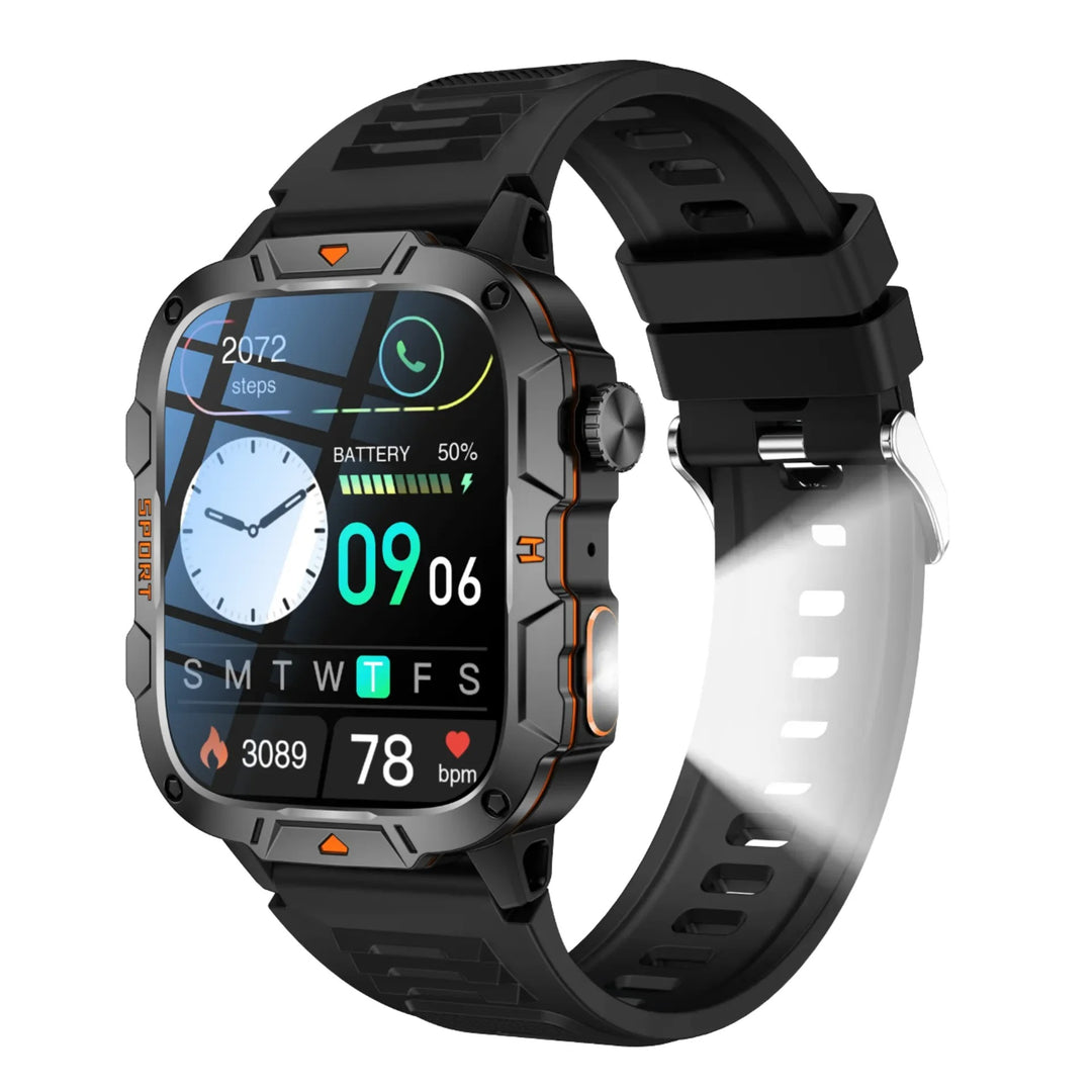 Robuste Bluetooth-Smartwatch mit Gesundheitsmonitoring & IP68-Schutz