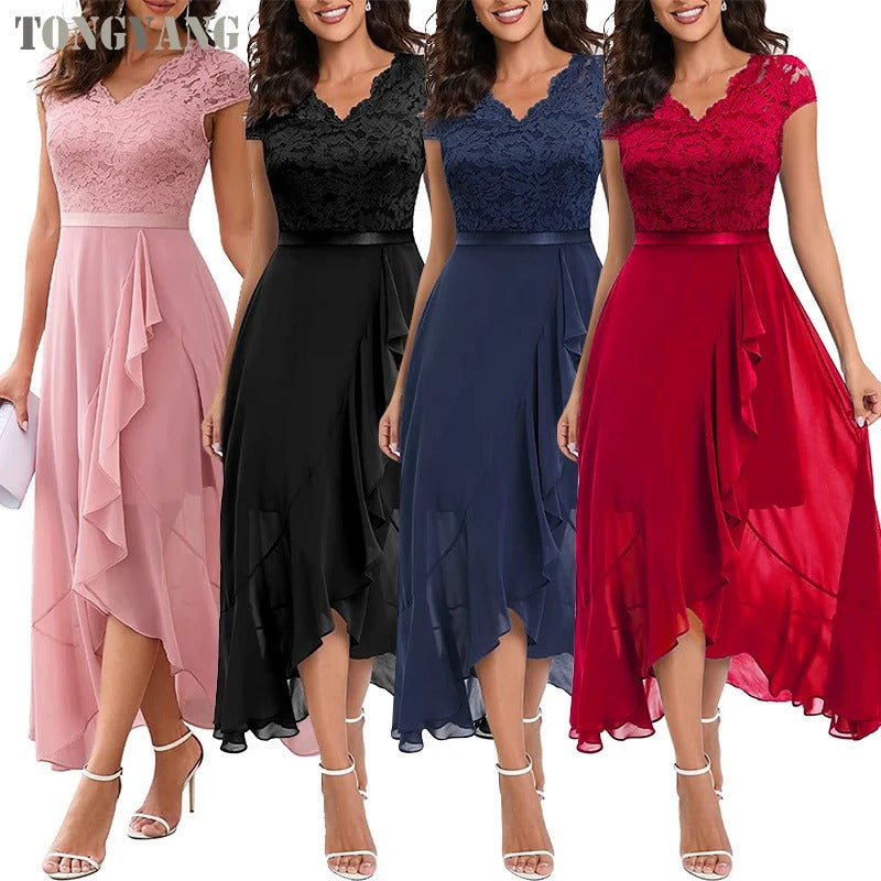 Damen Midi Hochzeitsgastkleid Stickerei – Eleganter Look