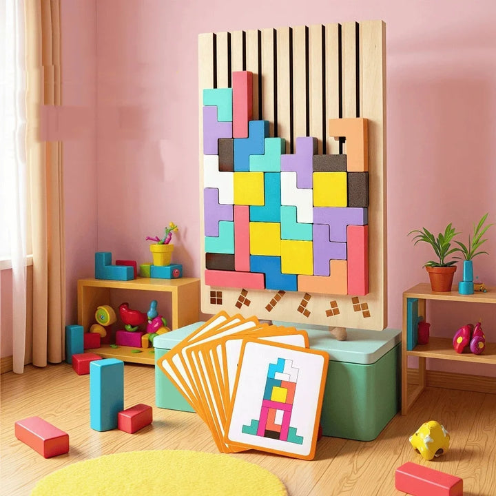 Magisches Tetris Spiel aus Holz - Nachhaltig & Pädagogisch