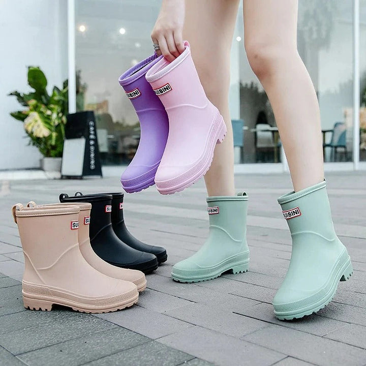 Damen Regenstiefel mit niedrigem Absatz