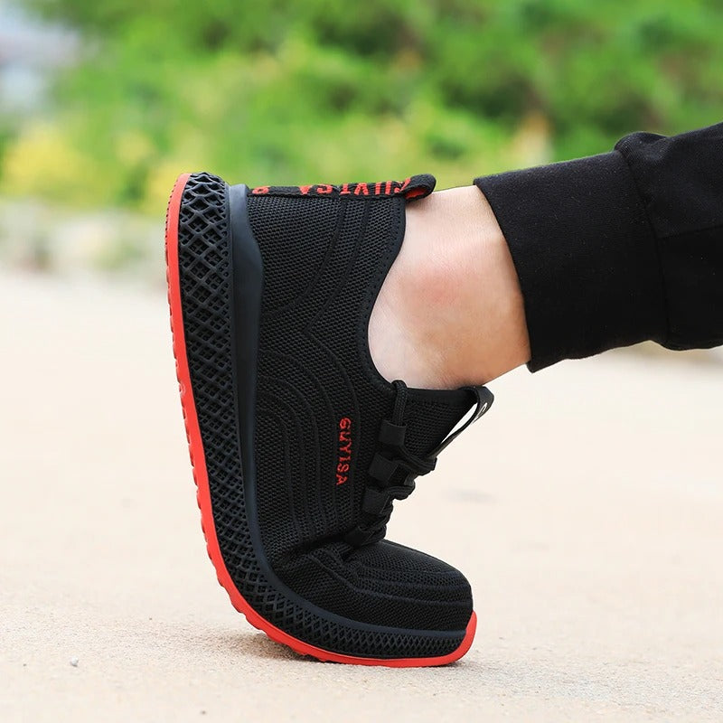 Bequeme, leichte Schutzschuhe Herren in Schwarz mit Stahlkappe und Durchtrittschutz. Ideal für Baustelle.