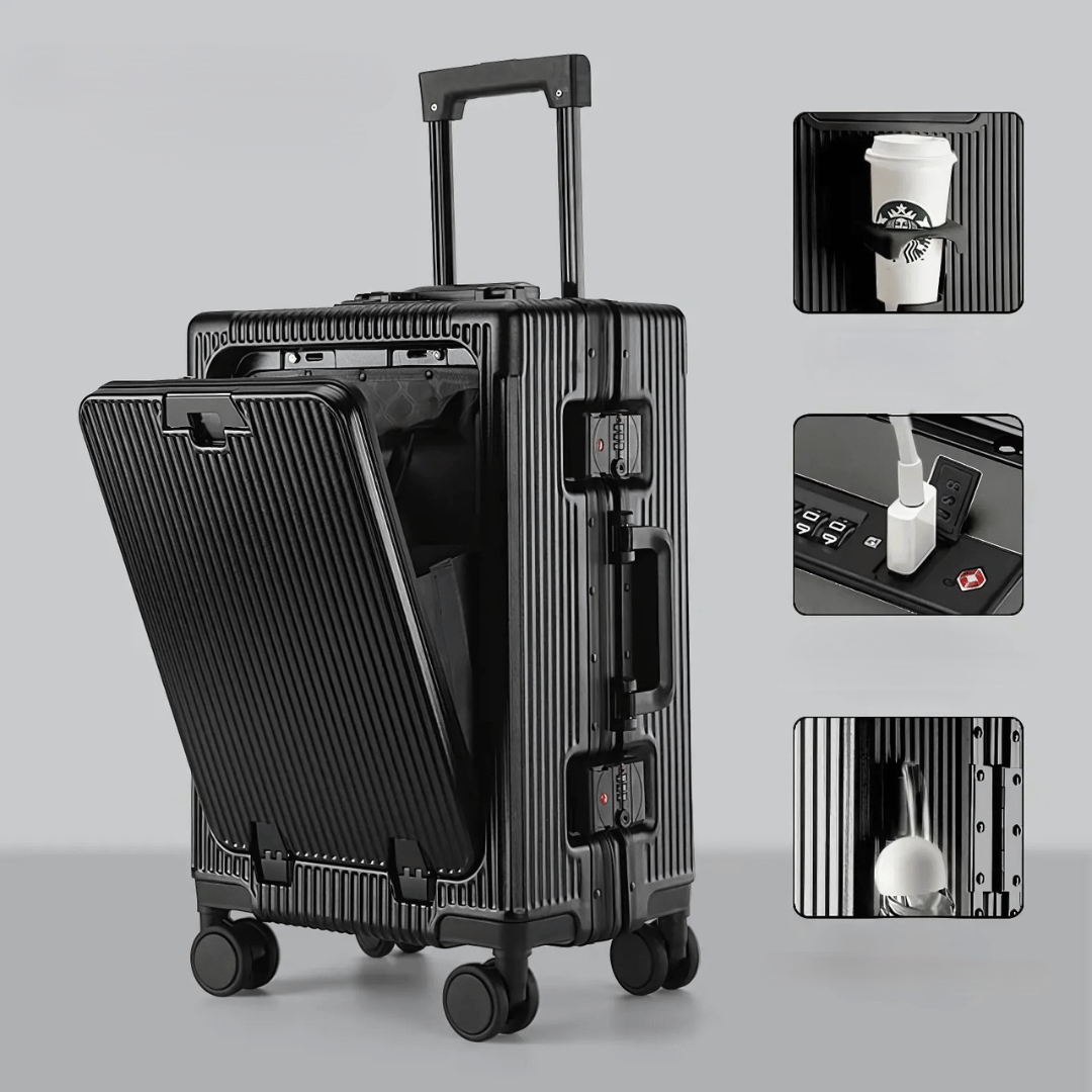 Manhattan Pro Hartschalenkoffer: Handgepäck, TSA-Schloss, USB, Laptopfach für smarte Reisende.