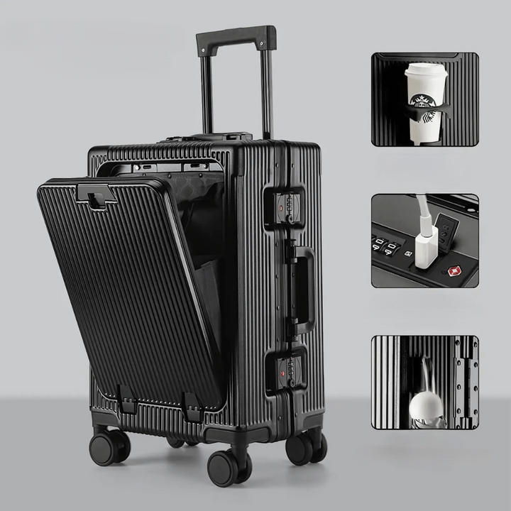 Manhattan Pro Hartschalenkoffer: Handgepäck, TSA-Schloss, USB, Laptopfach für smarte Reisende.