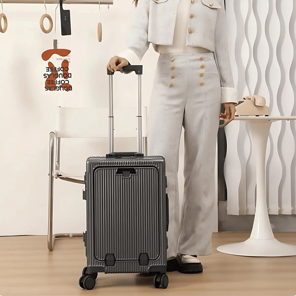 Robuster Hartschalen-Spinnerkoffer Manhattan Pro mit TSA-Schloss & USB-Ladefunktion.