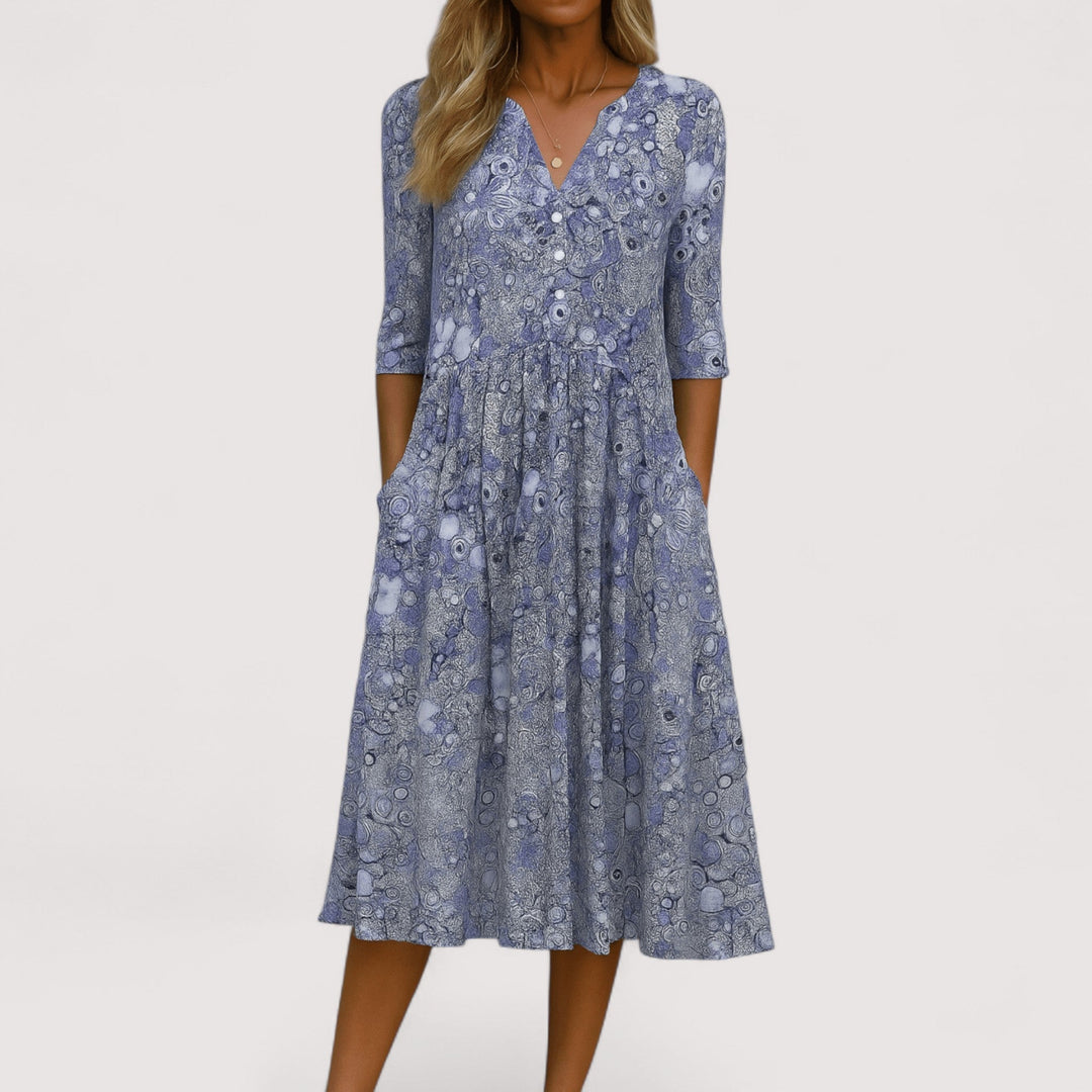 Festliches Damen V-Ausschnitt Kleid in Rosa, ein elegantes Kurzarmkleid für besondere Anlässe.