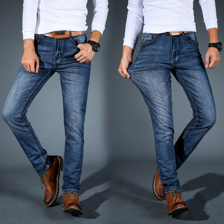 Bequeme schwarze Herren Slim Fit Jeans, strapazierfähig und vielseitig für den Alltag, kombiniert Komfort & Stil.