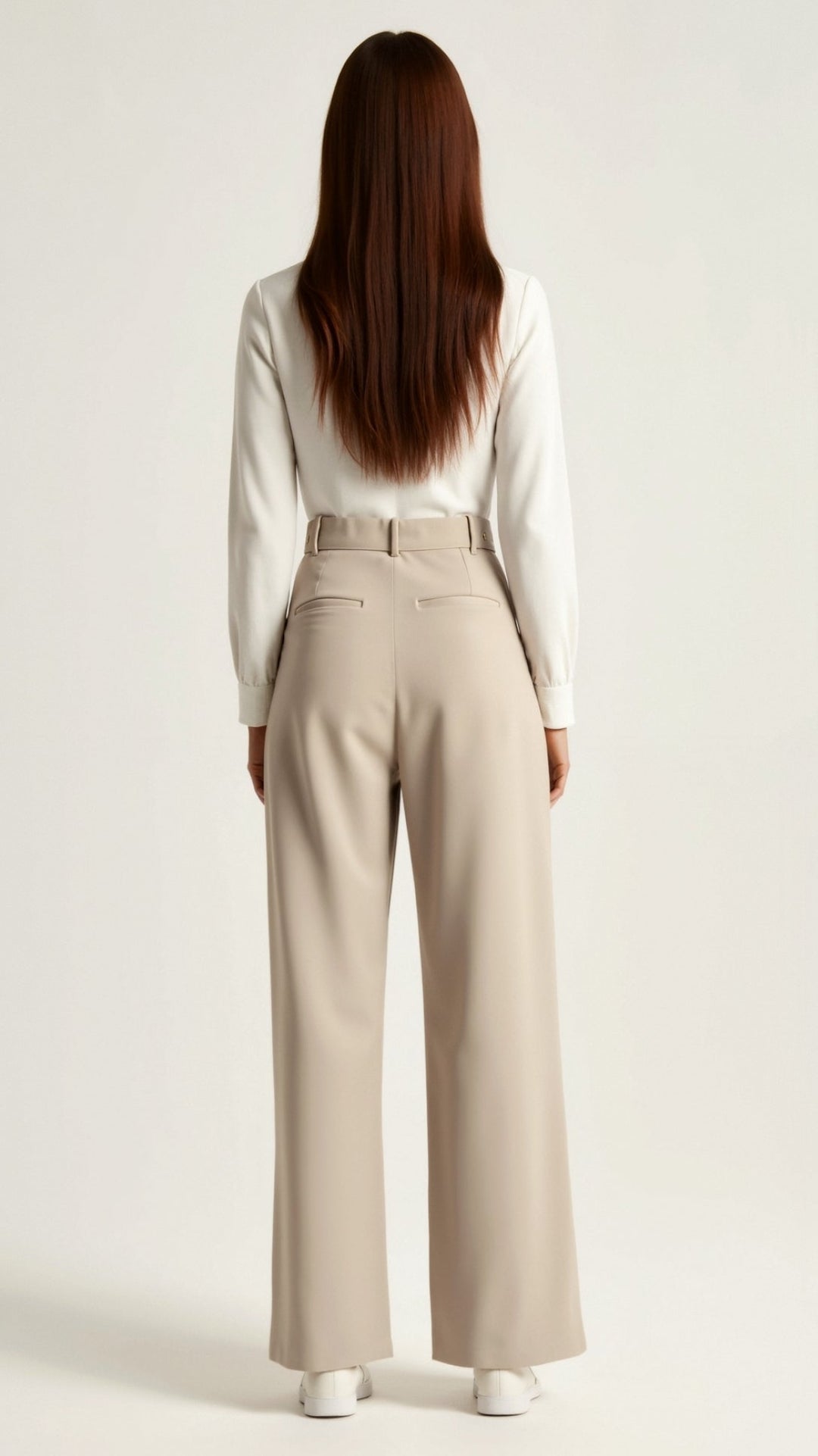 Elegante Melanie Damenhose, weit geschnitten und high waist. Perfekt für Büro und Freizeit.