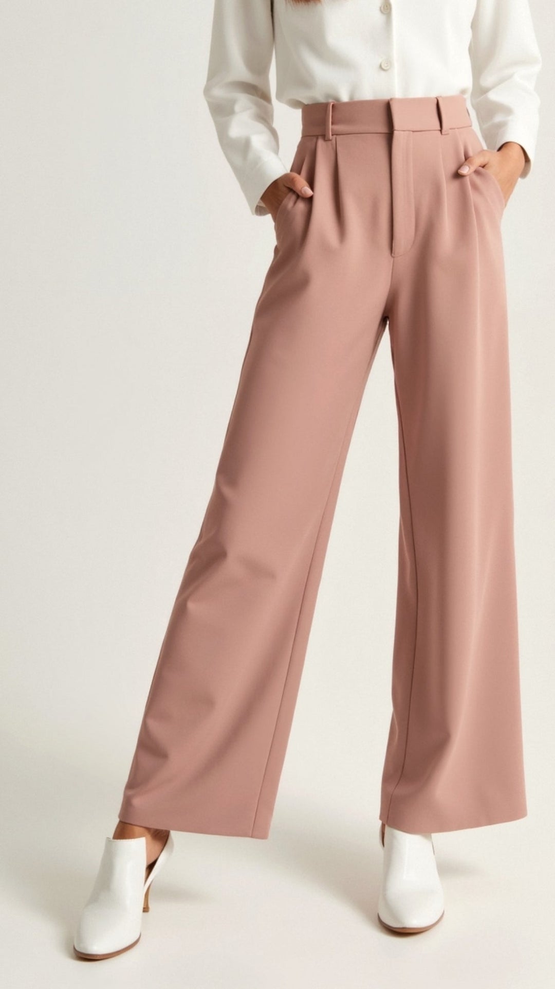 Bürohose Melanie: Elegante Damenhose mit weitem Bein und High Waist Schnitt. Hoher Tragekomfort.