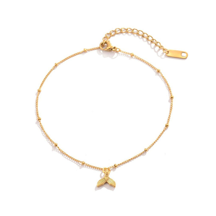 Verstellbare Damen Fußkette mit Meerjungfrau Anhänger in Gold für den Sommer