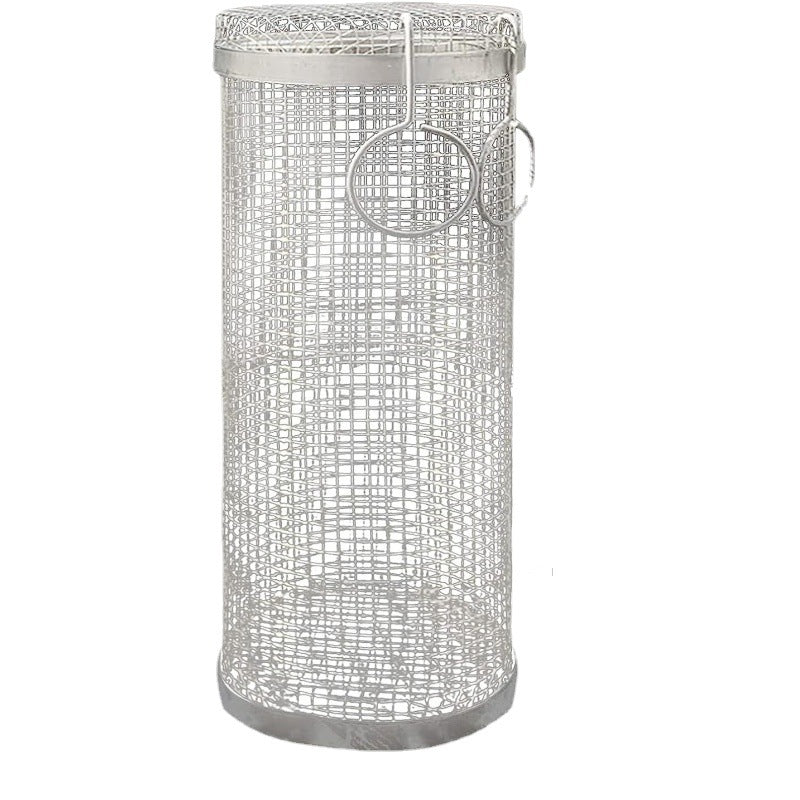 Metall-Grillkorb für BBQ, perforiertes Design, ergonomische Griffe, ideal für Fleisch, Gemüse und Meeresfrüchte.