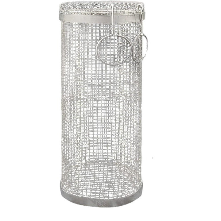 Metall-Grillkorb für BBQ, perforiertes Design, ergonomische Griffe, ideal für Fleisch, Gemüse und Meeresfrüchte.