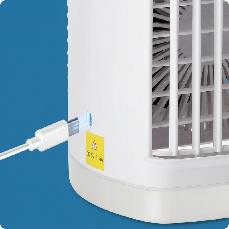 Multifunktionaler Luftkühler: Ventilator, Luftbefeuchter & Kühler. Genießen Sie frische Luft überall mit diesem Mini-Gerät.