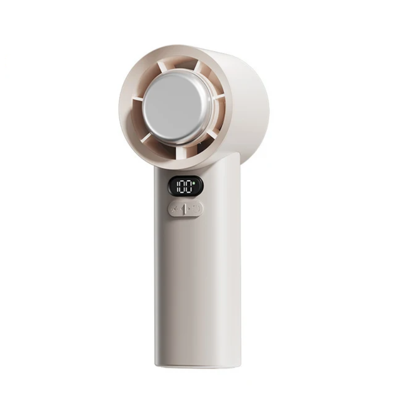 Eleganter, wiederaufladbarer Mini Ventilator mit 3 Geschwindigkeiten, perfekt für persönliche Kühlung im Sommer.