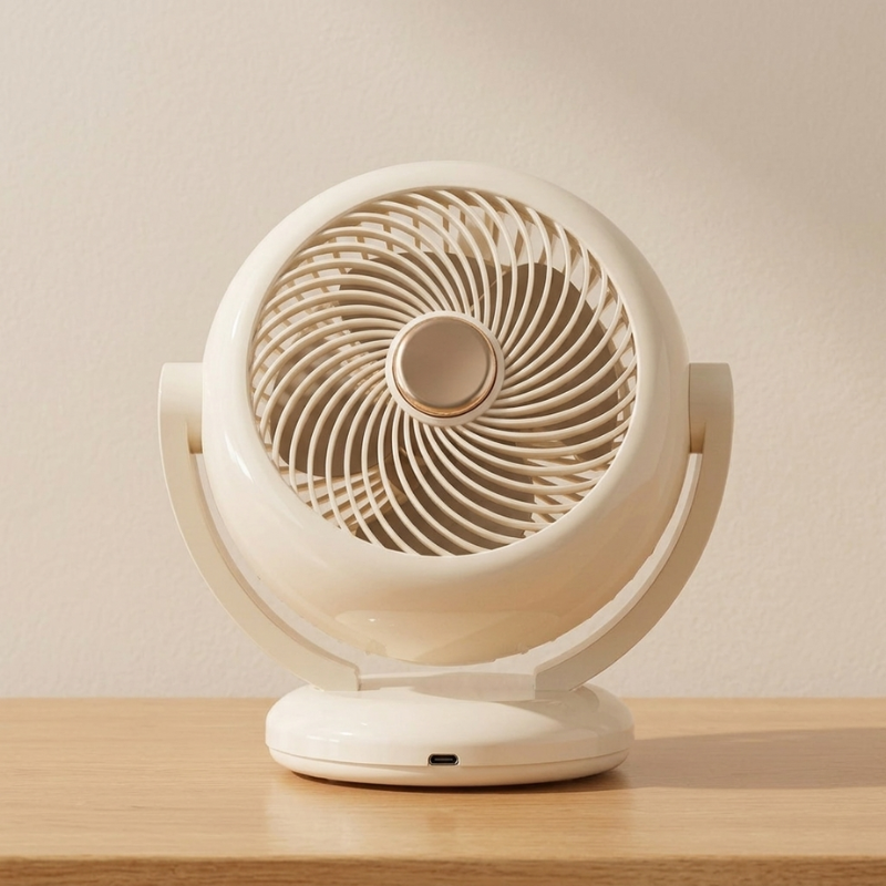 Mini Ventilator, wiederaufladbar, kompakt & tragbar für Hand oder Tisch, ideal zur Kühlung im Sommer.