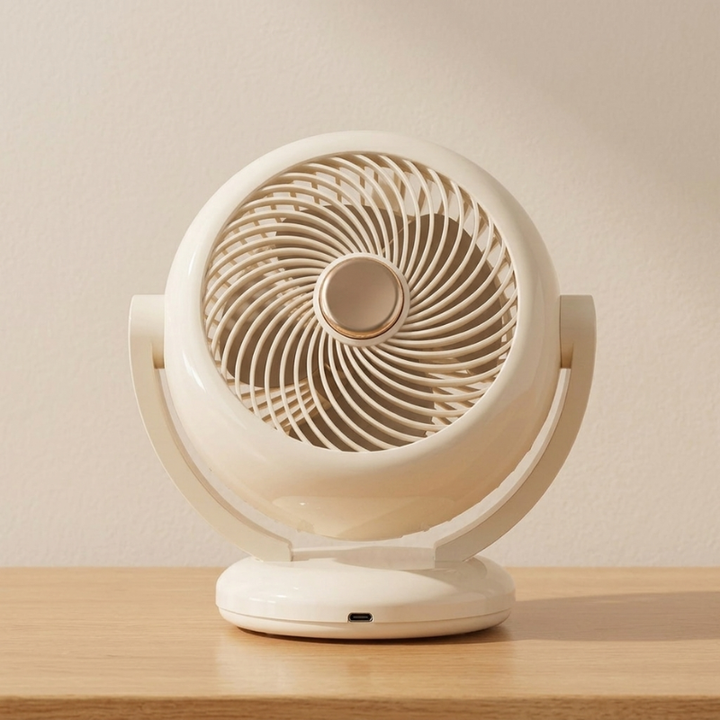Mini Ventilator, wiederaufladbar, kompakt & tragbar für Hand oder Tisch, ideal zur Kühlung im Sommer.