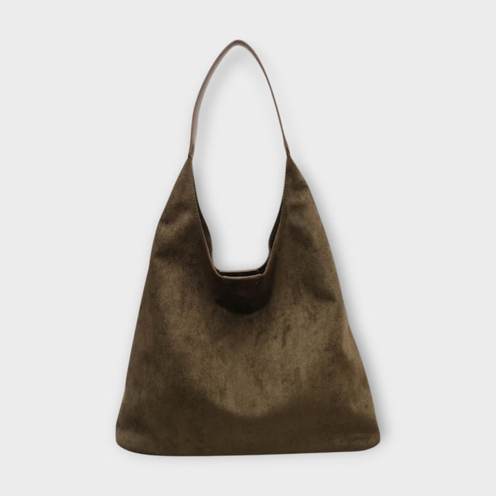 Modische schwarze Damen-Schultertasche im minimalistischen Stil. Zeitlose Handtasche für jeden Anlass.