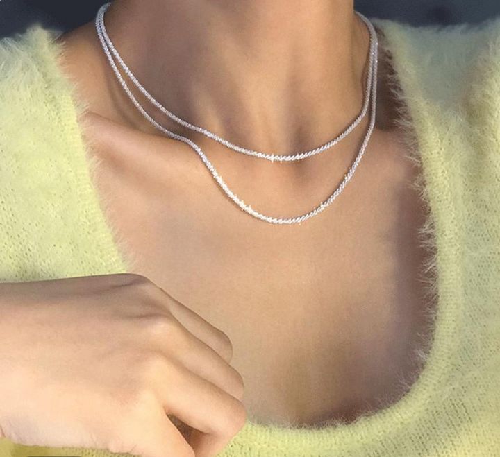 Modernes, minimalistisches 925er Silber Halsketten-Set mit Sternenlicht-Anhänger, ideal für schlichte Eleganz.