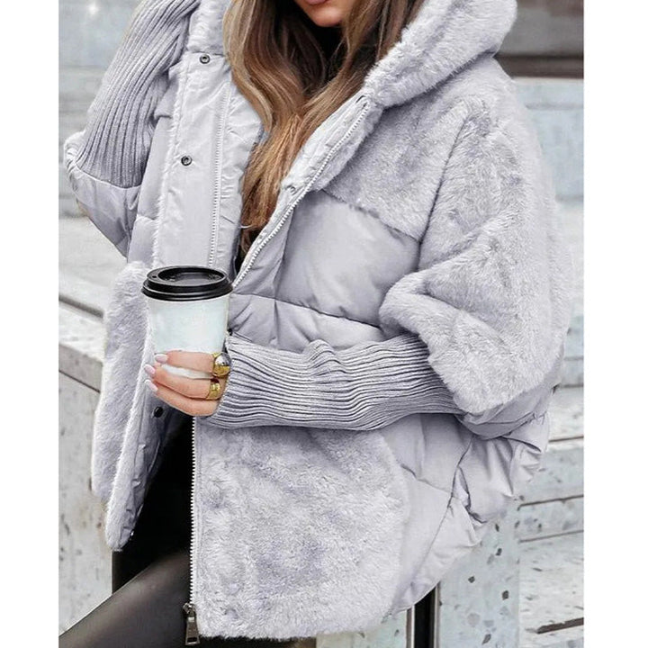 Warme Damen Winterjacke im modernen Patchwork-Design, Steppjacke mit Kapuze für Herbst & Outdoor.