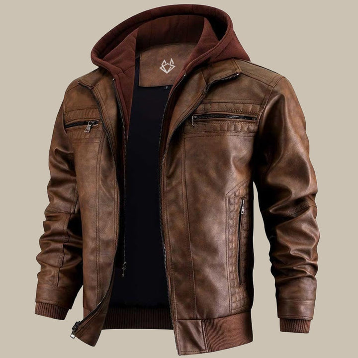 Komfortable schwarze Herren Übergangsjacke mit Kapuze; ideal für Alltag & Outdoor-Aktivitäten.