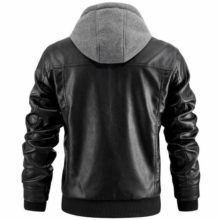 Trendige Herren Outdoor Jacke schwarz mit Kapuze, auch in Übergrößen verfügbar. Ideal für Übergang.