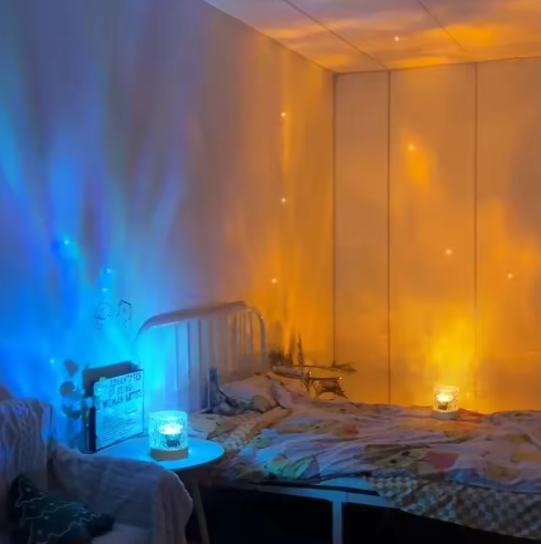 "Moderne kabellose LED-Stimmungsleuchte mit RGB-Farbwechsel, elegante Optik, flexibel platzierbar, mit Fernbedienung steuerba