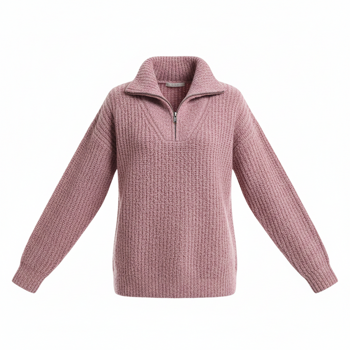 Moderner Damen Halb-Reißverschluss Pullover, langarm. Stilvoll & gemütlich für Freizeit, Herbstmode & Alltag.