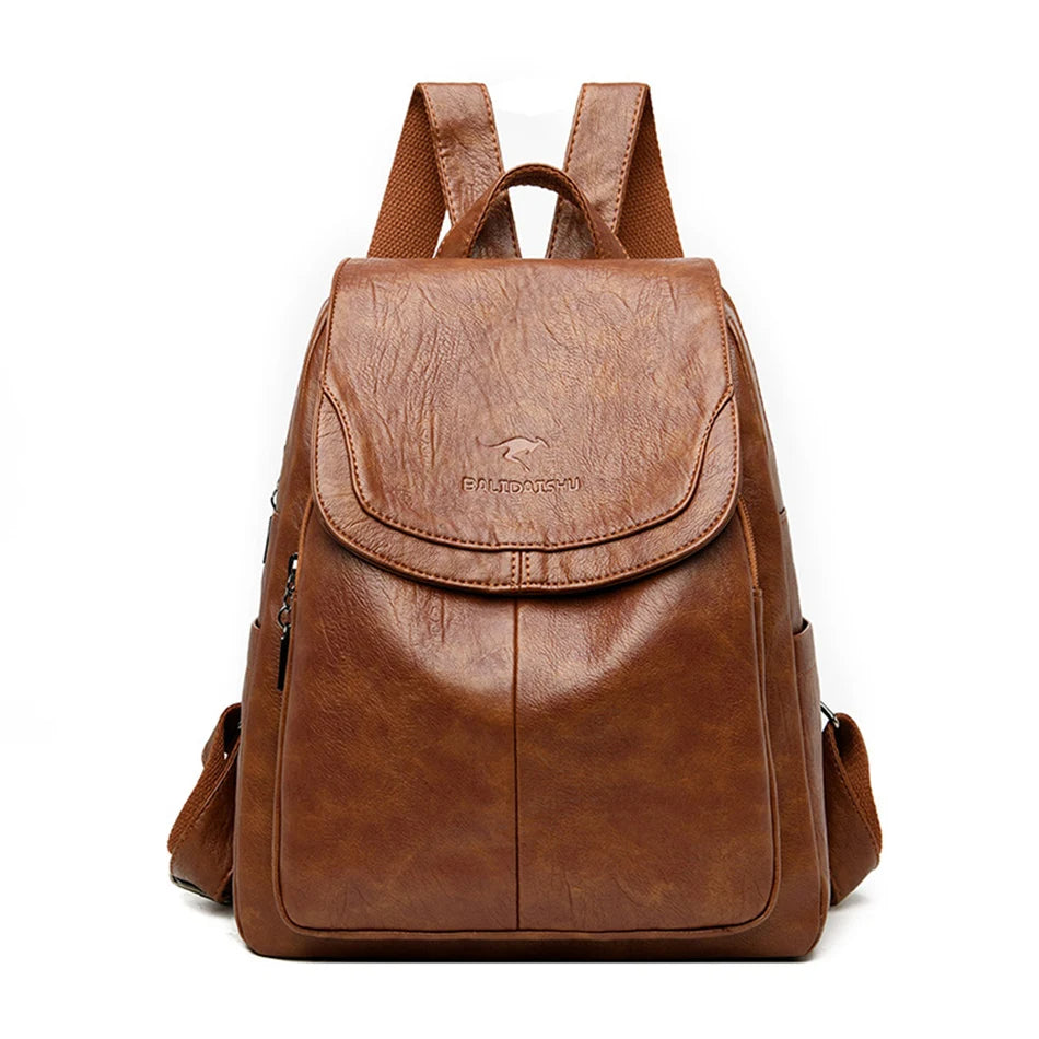 Innenansicht des Herren Sicherheitsrucksacks: organisiertes Laptopfach, RFID-Schutz für Karten, viele Taschen.
