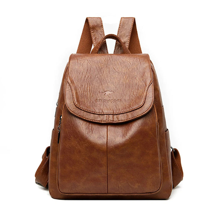 Innenansicht des Herren Sicherheitsrucksacks: organisiertes Laptopfach, RFID-Schutz für Karten, viele Taschen.