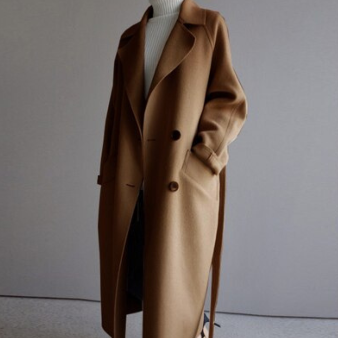 Eleganter, bequemer Oversized Damen Langmantel in Anthrazit. Perfekt für stilvolle Herbstmode.