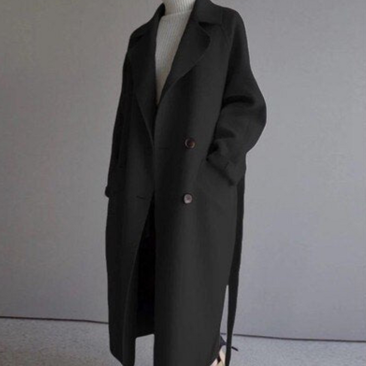 Damen Oversized Langmantel mit praktischen Seitentaschen. Ideal für Büro, Freizeit & kälte Tage.