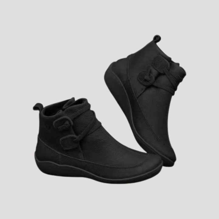 Stilvolle Damen Frühlingsstiefel mit Knöchelriemen, eine modische Wahl für bequemen Tragekomfort.