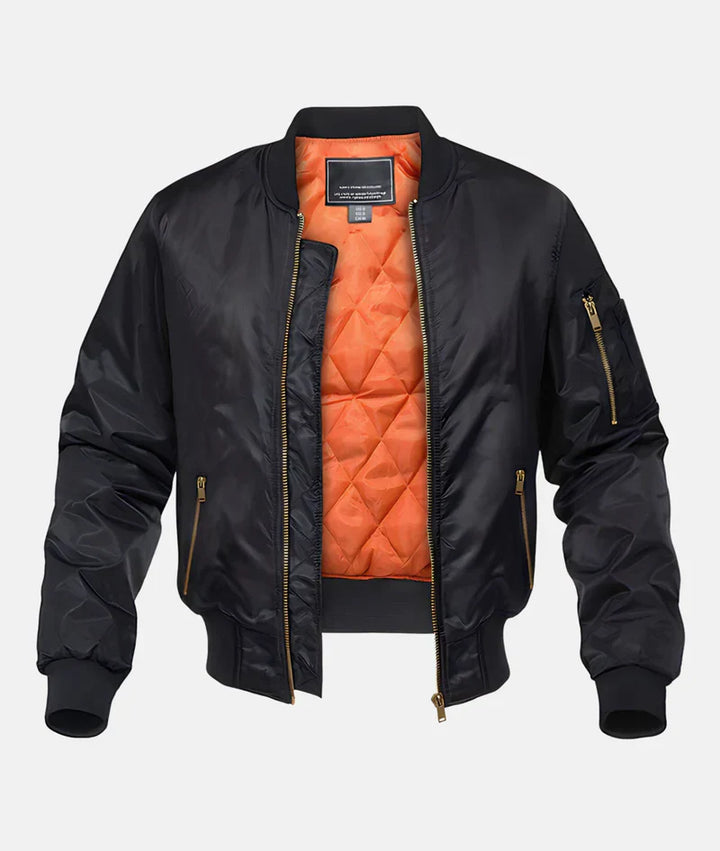 Leichte Unisex Bomberjacke, perfekt als grüne Übergangsjacke für Herbst und Outdoor-Aktivitäten. Moderne Pilotenjacke.