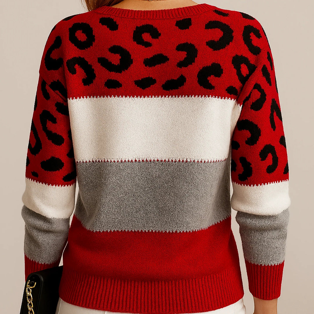 Trendiger Damenpullover mit Leopardenmuster, vielseitiges Oberteil für einen lässigen Look.