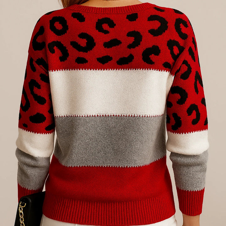 Trendiger Damenpullover mit Leopardenmuster, vielseitiges Oberteil für einen lässigen Look.