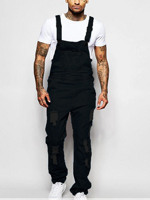 Damen Jeans Overall mit coolen Rissen und Used Look, schmale Passform, ideal für den Freizeit-Look.