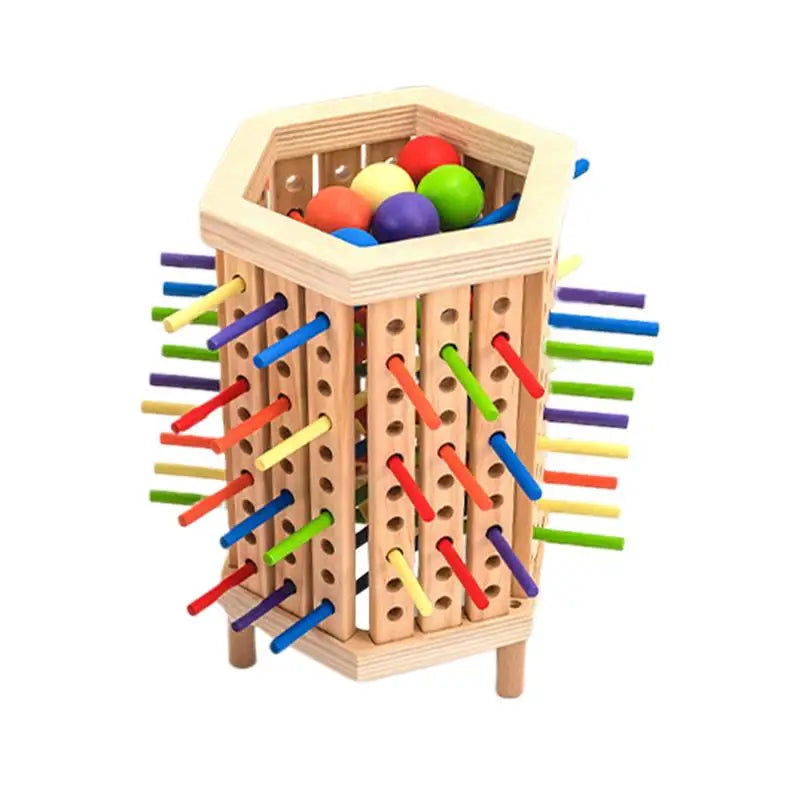 Montessori Farblernturm aus Holz für Kinder, zum Farbenlernen, Fördern der Feinmotorik und Formenerkennung.