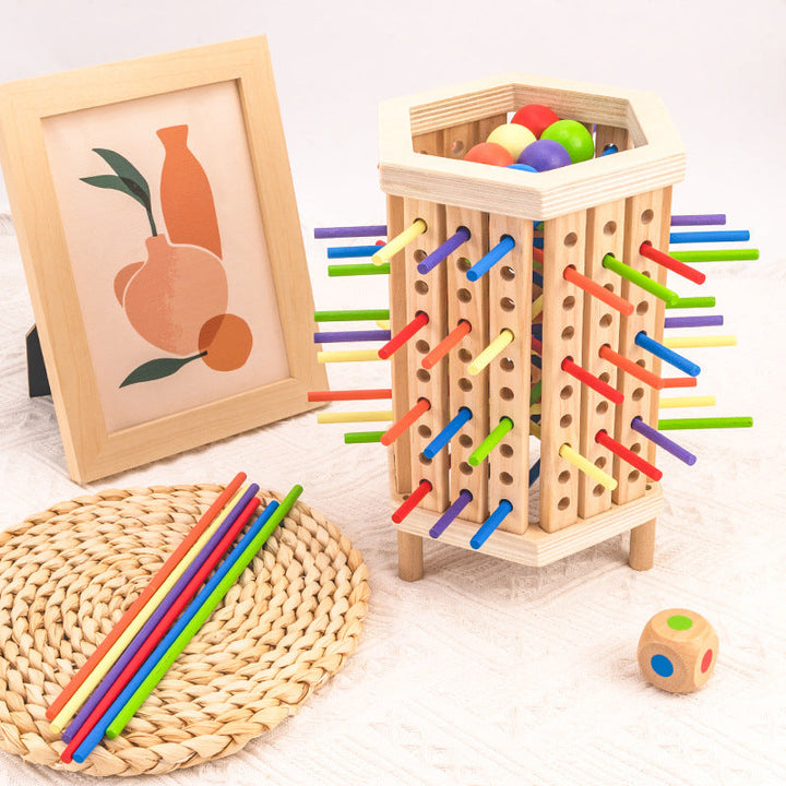 Ideale Geschenkidee: Hochwertiger Montessori Farblernturm aus Holz, pädagogisches Lernspielzeug für spielendes Farbenlernen.