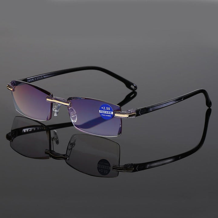 Stilvolle Lesebrille mit Blaulichtfilter und TR90-Titanrahmen, modern und komfortabel.