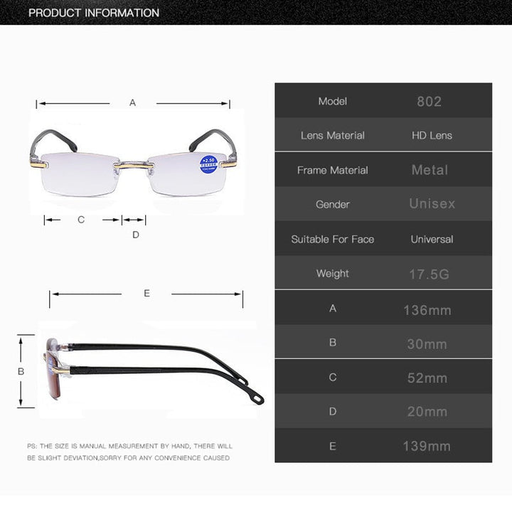 Stilvolle Lesebrille mit Blaulichtfilter und TR90-Titanrahmen, modern und komfortabel.