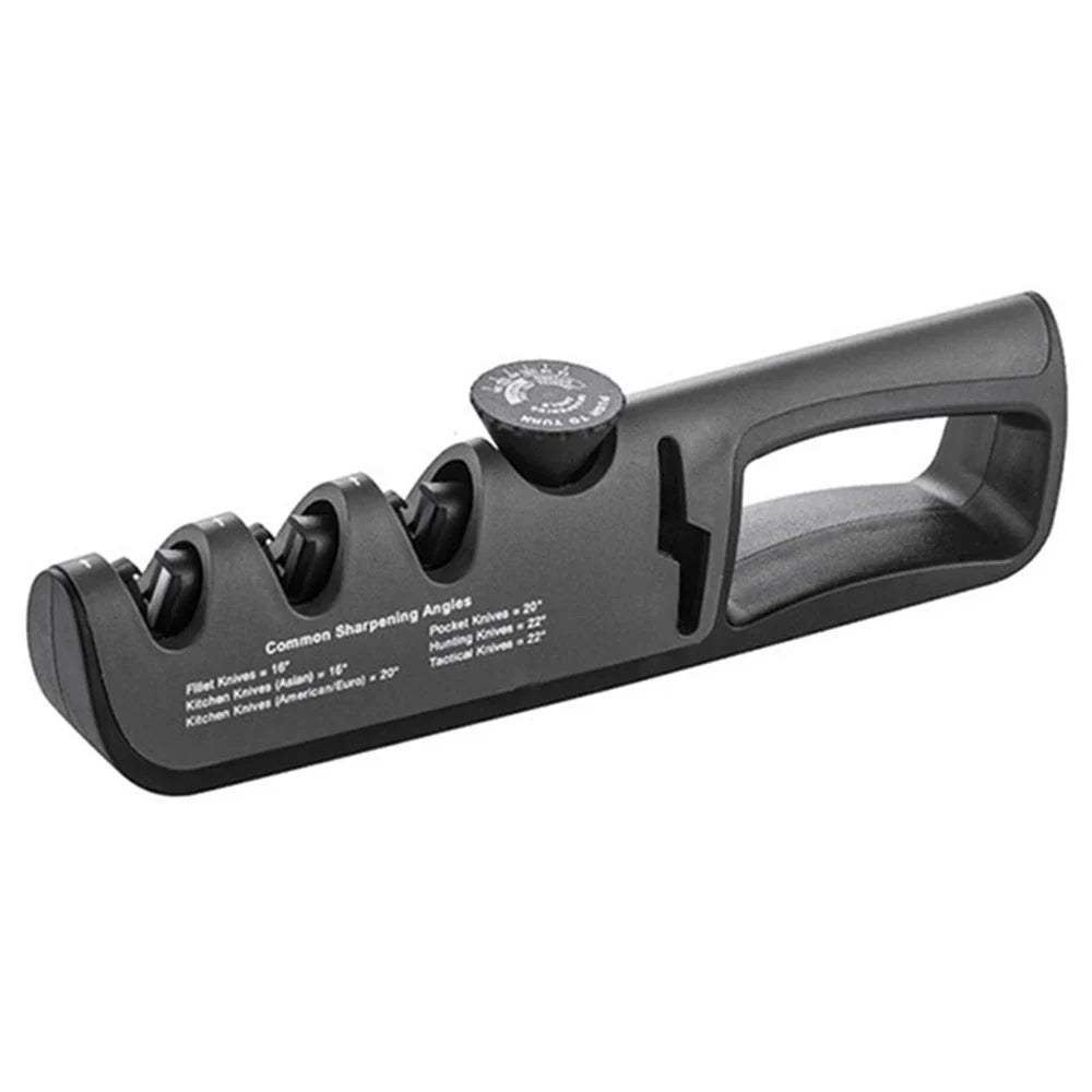 Multifunktionaler 4-in-1 Messerschärfer mit rutschfestem Griff, 4 Schleifstufen, in Rot, Schwarz oder Weiß, perfekt für Küche